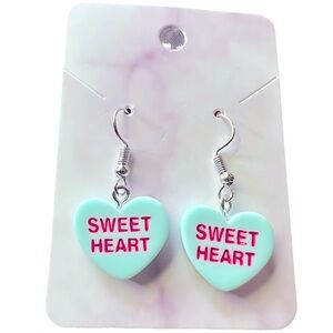 Blue Sweet Heart Drop Earrings